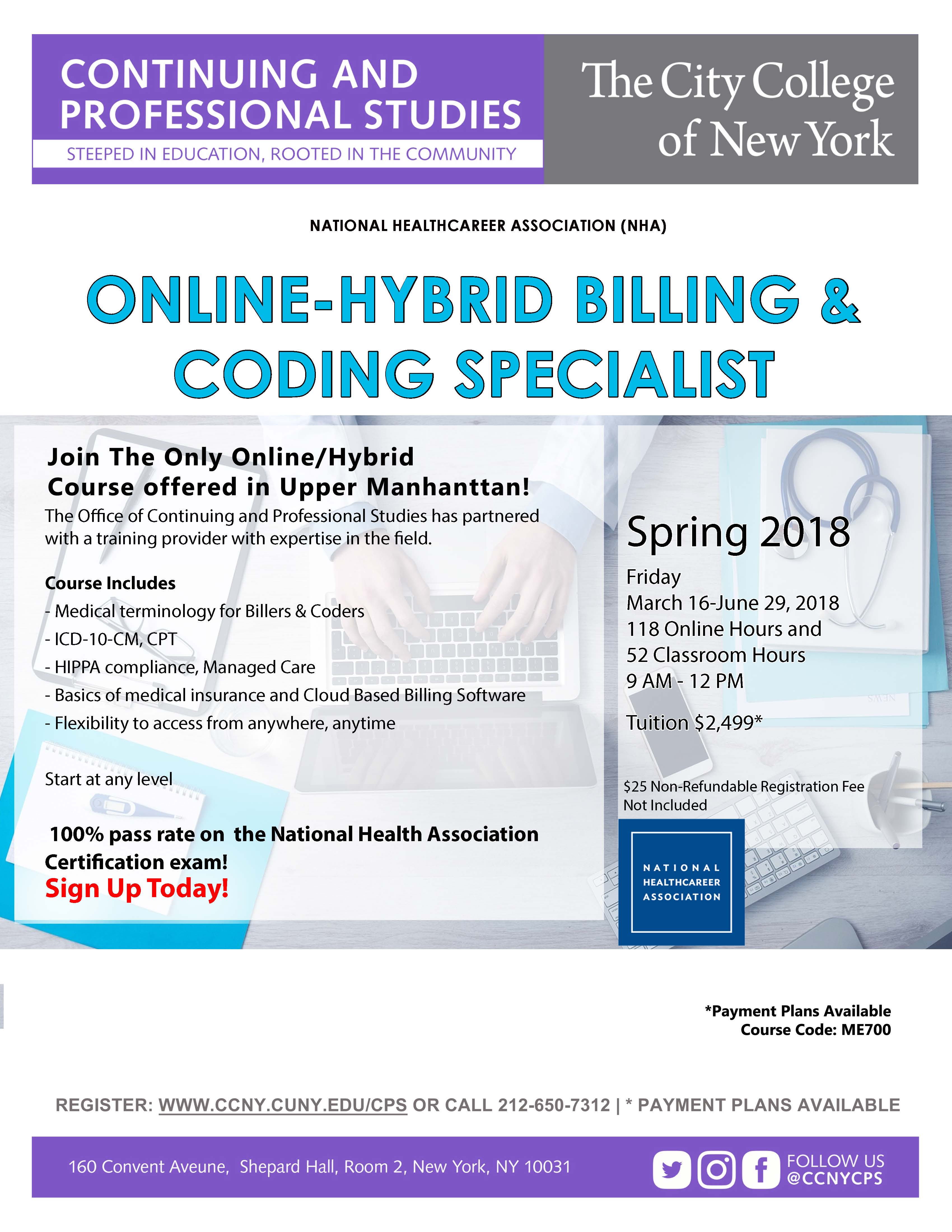 Online/Hybrid Certified Billing Coding Specialist The City College